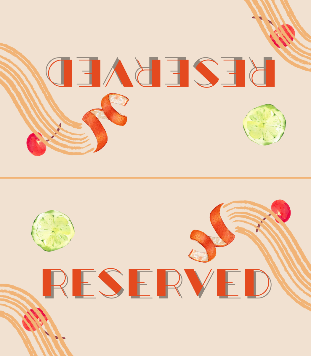 Fruity Reserved Place Card Design - Cherry, Lemon & Orange PDF