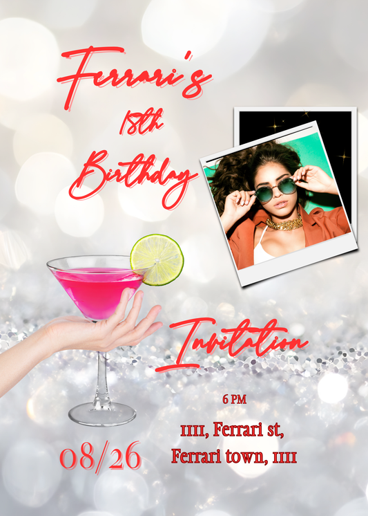 Editable 18th Birthday Design Template - Customizable Party Invitation