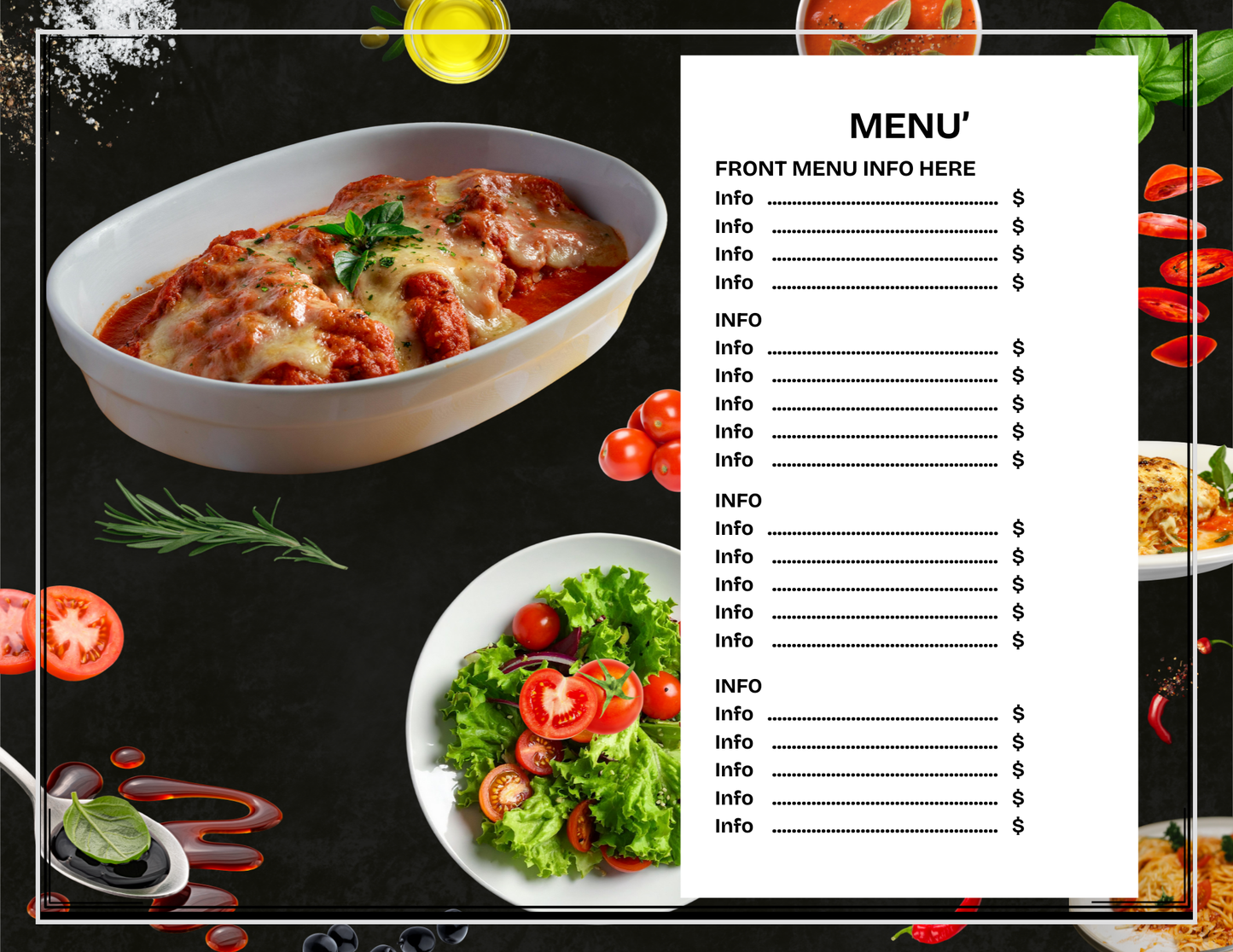 Landscape Menu Template - Front & Back | Editable Canva Design
