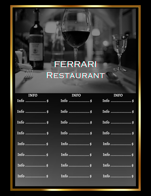 Elegant & Modern Menu Template - Editable for Lounges & Restaurants