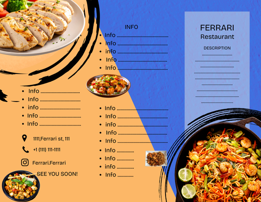 Trifold Menu Template - Editable Restaurant Menu Design