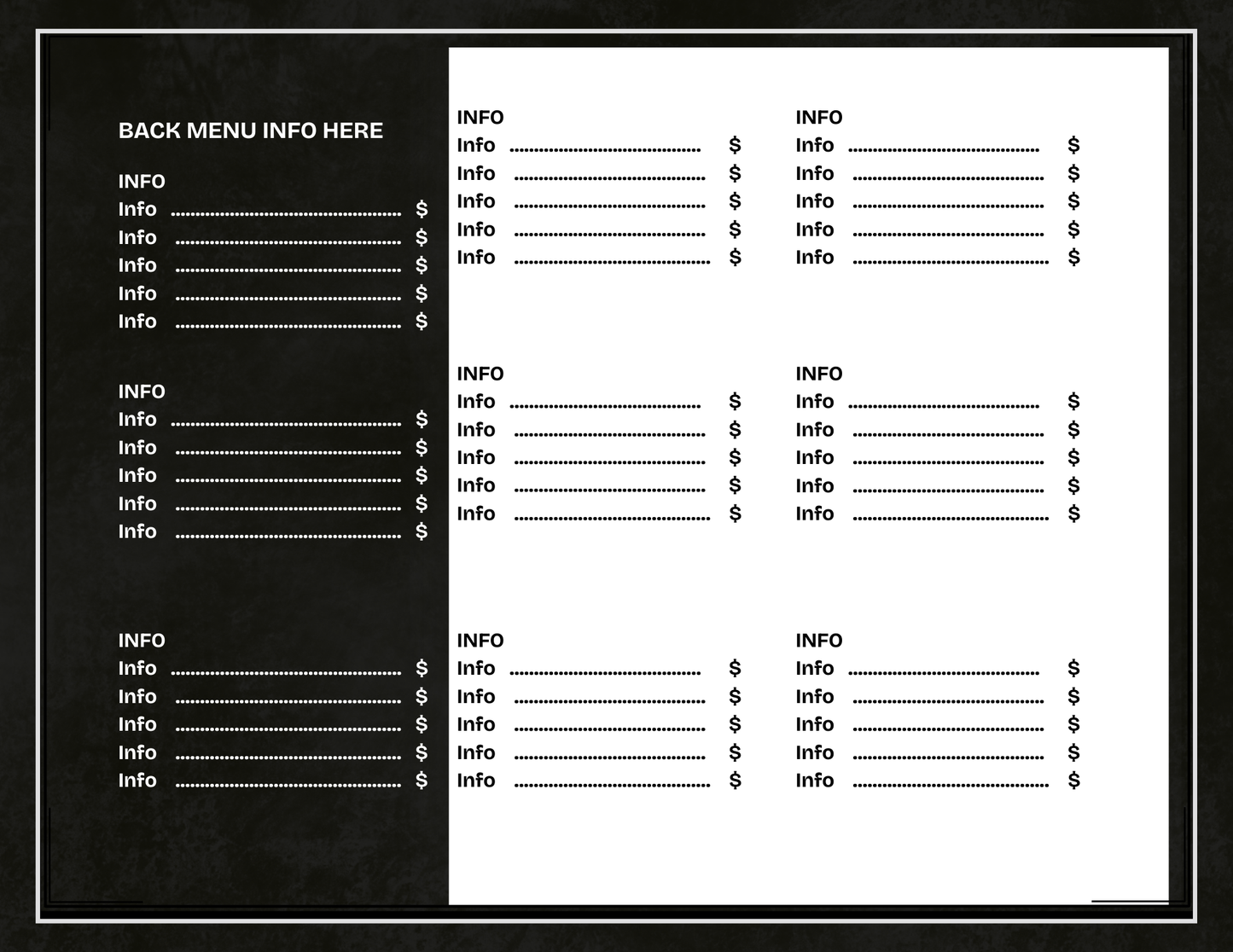 Landscape Menu Template - Front & Back | Editable Canva Design