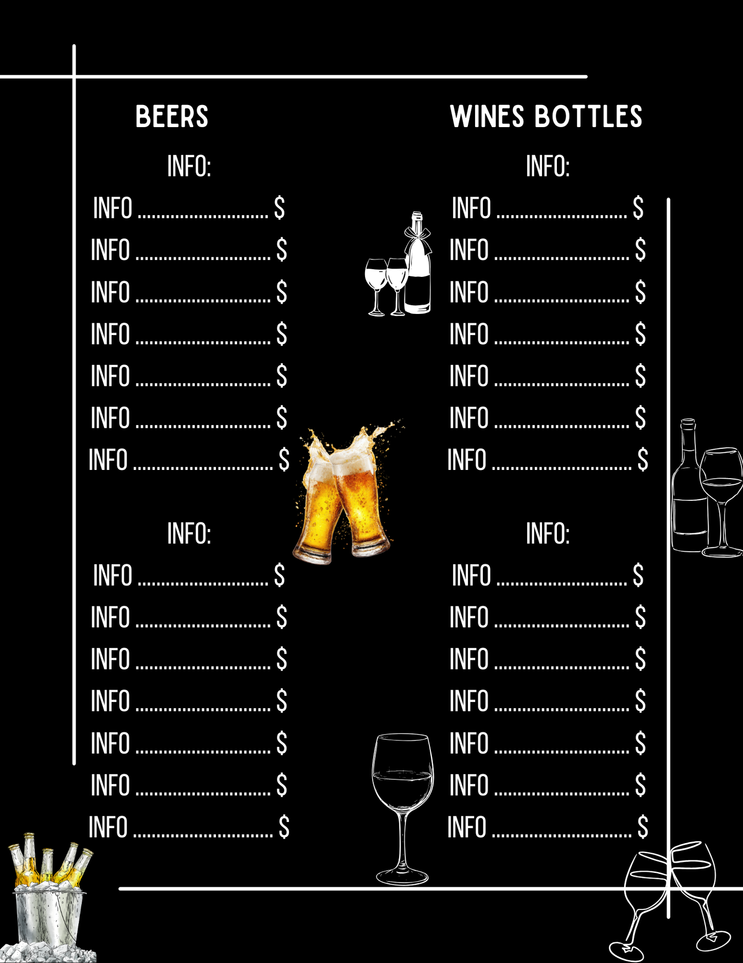 Editable Cocktail Menu - Front & Back Template